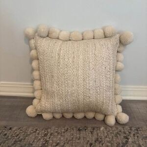 Beige Textured Throw Pillow